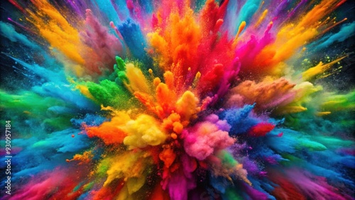 Wallpaper Mural Multicolored explosion of rainbow paint holi decoration, abstract color background, explosion, rainbow, paint, holi Torontodigital.ca