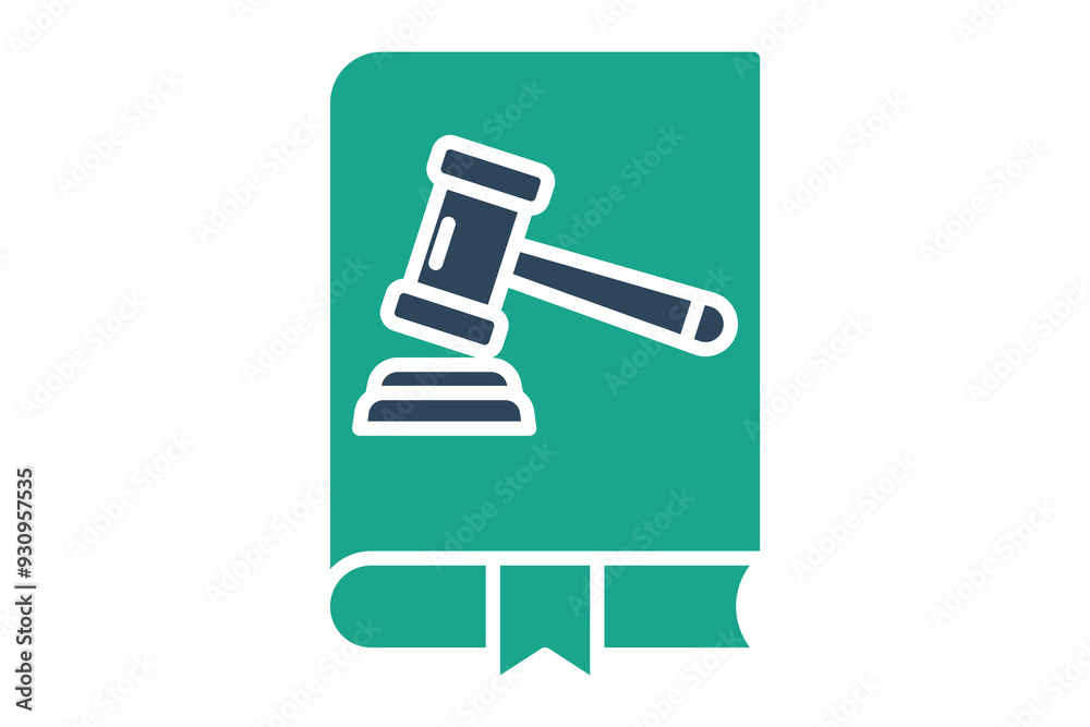 Law book icon. book with gavel. solid icon style. icon related to law and justice.  law elements vector illustration