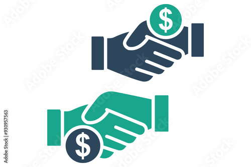 Corruption icon. solid icon style. handshake with dollar. icon related to law and justice. law elements vector illustration