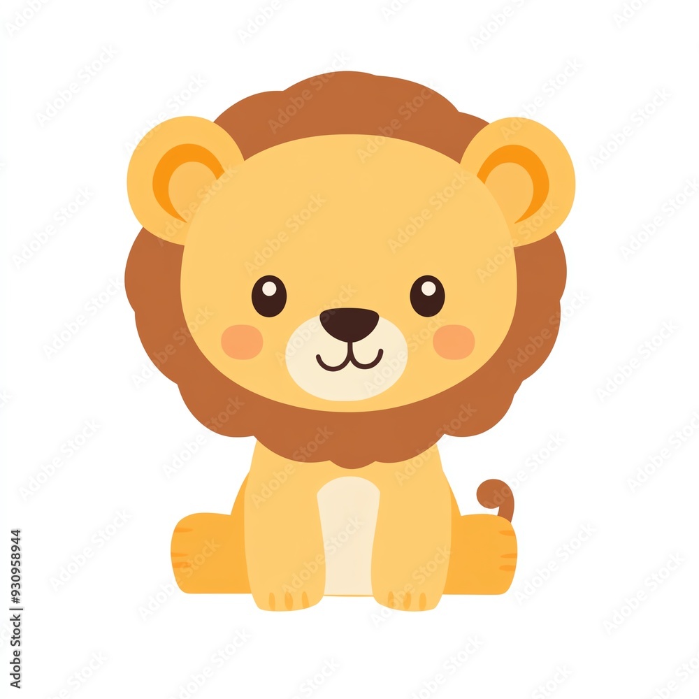 Cute cartoon lion character with a friendly expression, perfect for children's illustrations and educational materials. Cute cartoon lion character with a friendly expression, perfect for children's illustrations and educational materials.