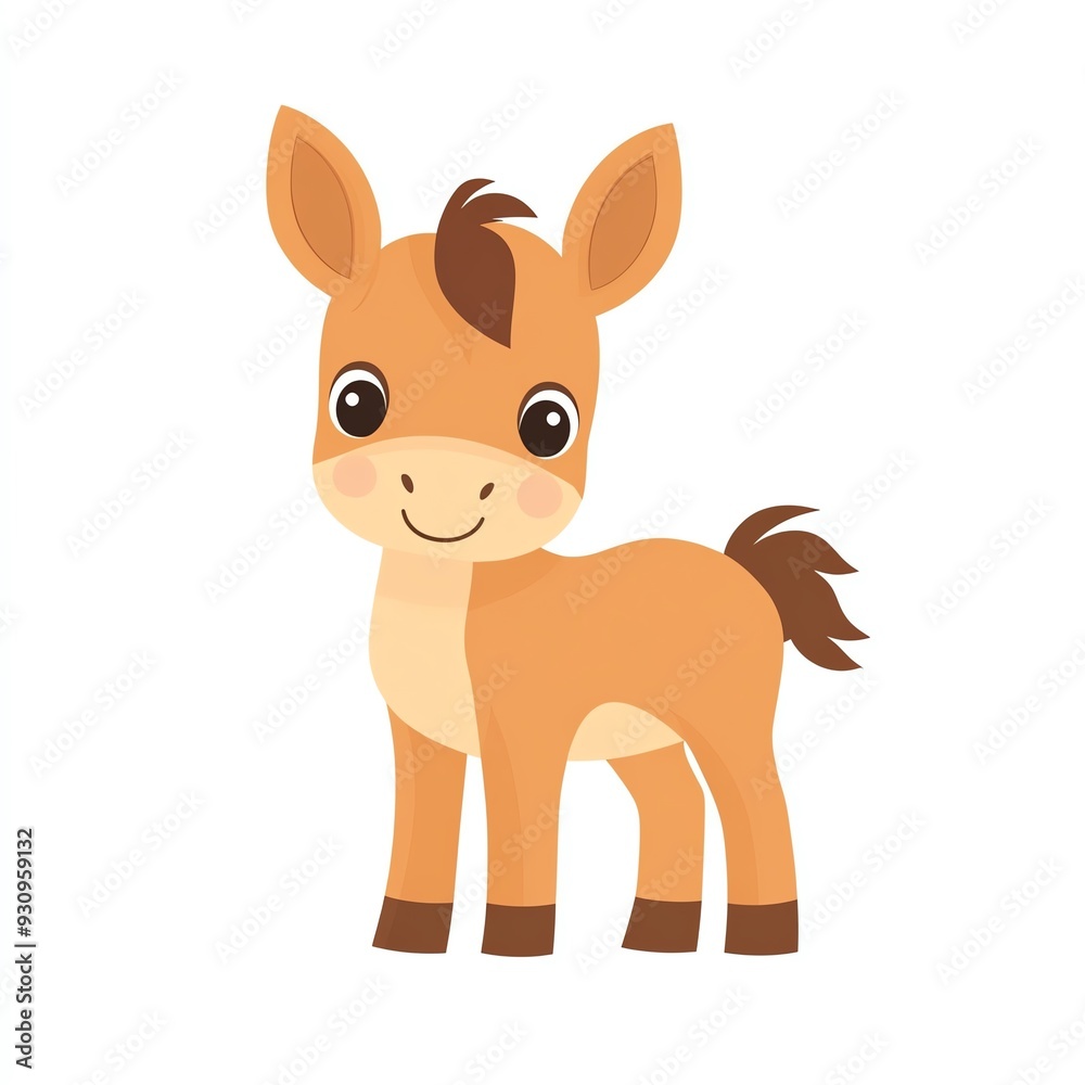 A cute cartoon horse with a cheerful expression and playful appearance, perfect for children's designs and illustrations. A cute cartoon horse with a cheerful expression and playful appearance, perfect for children's designs and illustrations.