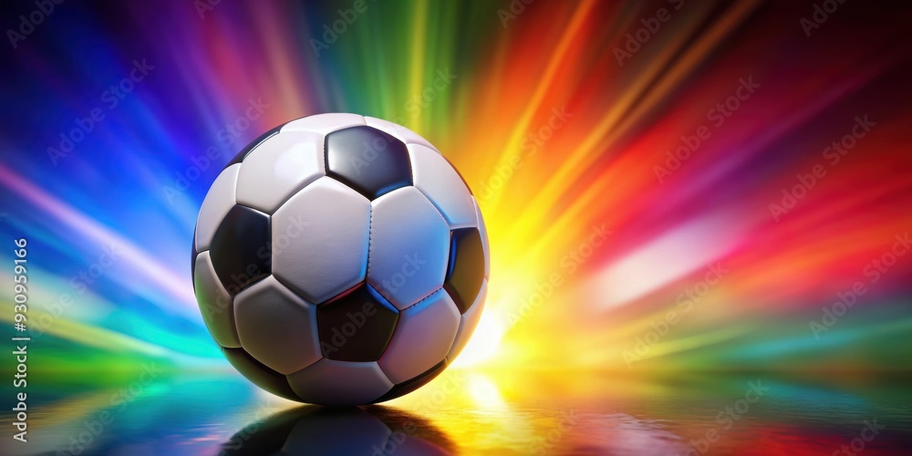 Obraz premium Classic soccer ball rendered in against a colorful background, sports, soccer, ball, classic,render, realistic