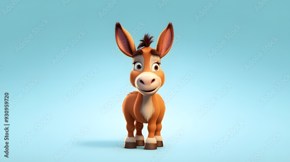 Fototapeta premium Donkey 3d cartoon style