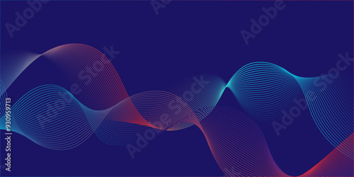 Abstract white, blue blend digital wave line technology transparent background. Minimal carve wavy white, blue flowing wave lines and glowing moving lines. Futuristic sound wave lines background.