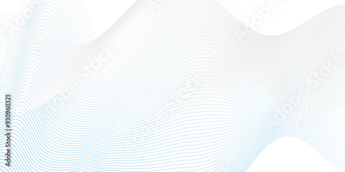 Abstract glowing white blend digital wave lines and technology transparent background. Minimal carve wavy white flowing wave lines and glowing moving lines. Futuristic sound wave lines background.