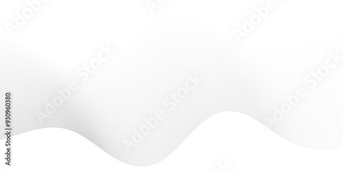 Abstract glowing white blend digital wave lines and technology transparent background. Minimal carve wavy white flowing wave lines and glowing moving lines. Futuristic sound wave lines background.