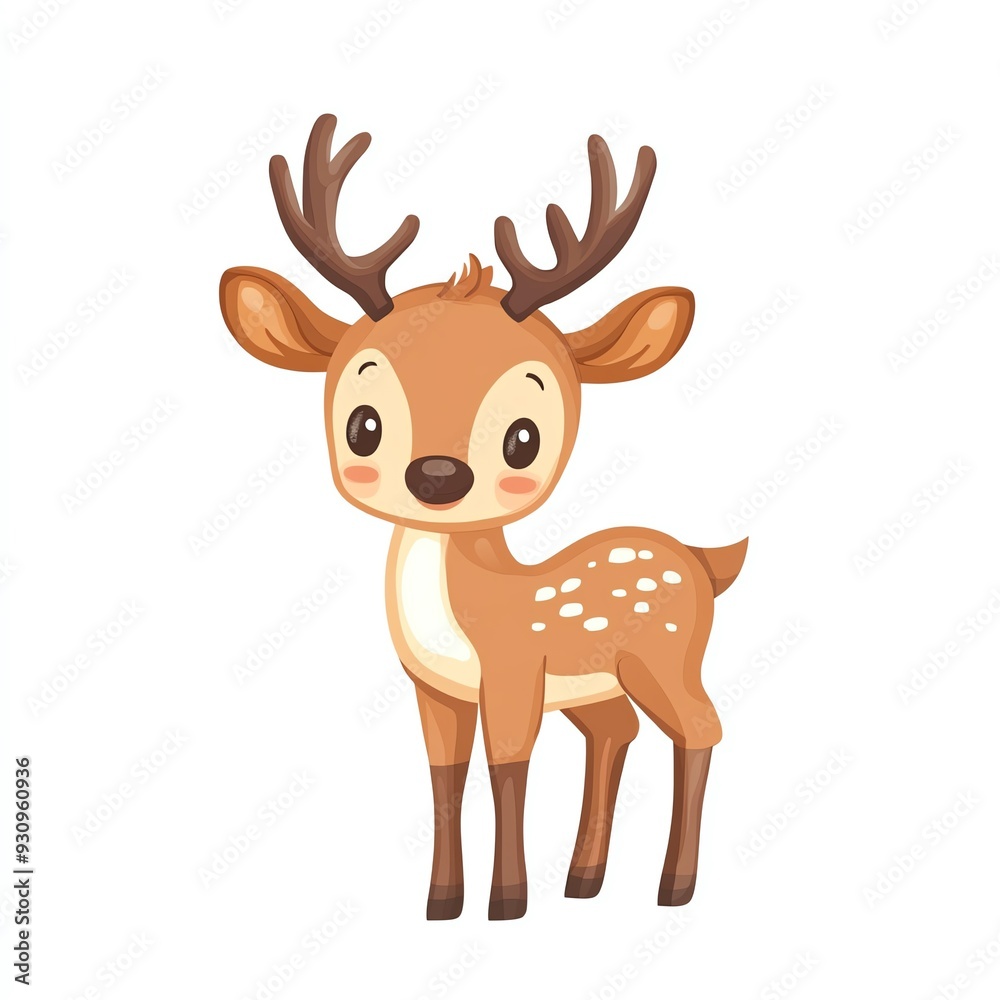 A cute and playful cartoon deer with antlers, perfect for children's illustrations, books, and educational materials. A cute and playful cartoon deer with antlers, perfect for children's illustrations, books, and educational materials.