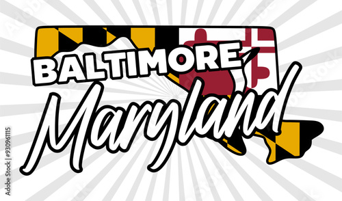 baltimore maryland united states with maryland state flag