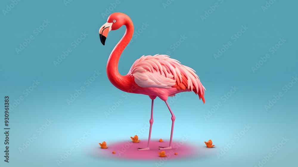 Fototapeta premium Flamingo 3d cartoon style