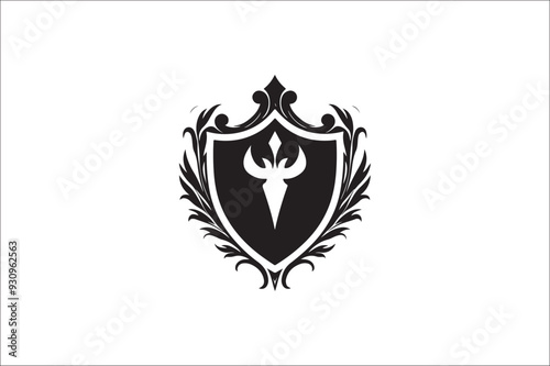 Abstract coat of arms shield Vector Silhouette. Vintage shield Vector Silhouette. Shield Vector Silhouette Bundle.