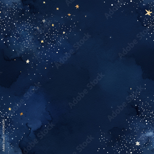 Ciel étoilé, aquarelle pour enfants 
