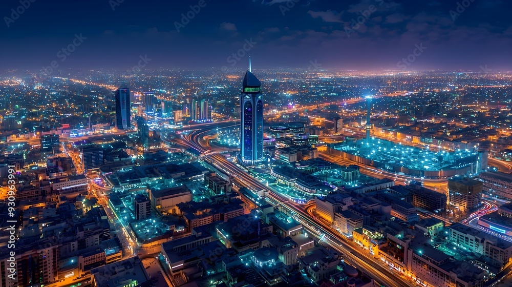 Obraz premium Riyadh landscape at night - Riyadh Tower