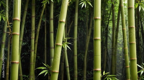 Close-up Bamboo Branch in Japanese Bamboo Forest