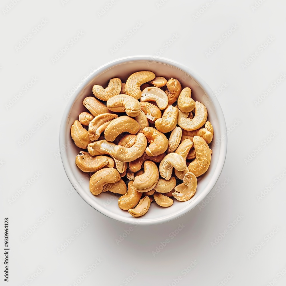 Flat-Lay of Cashews in a Bowl Flat-Lay of Cashews in a Bowl