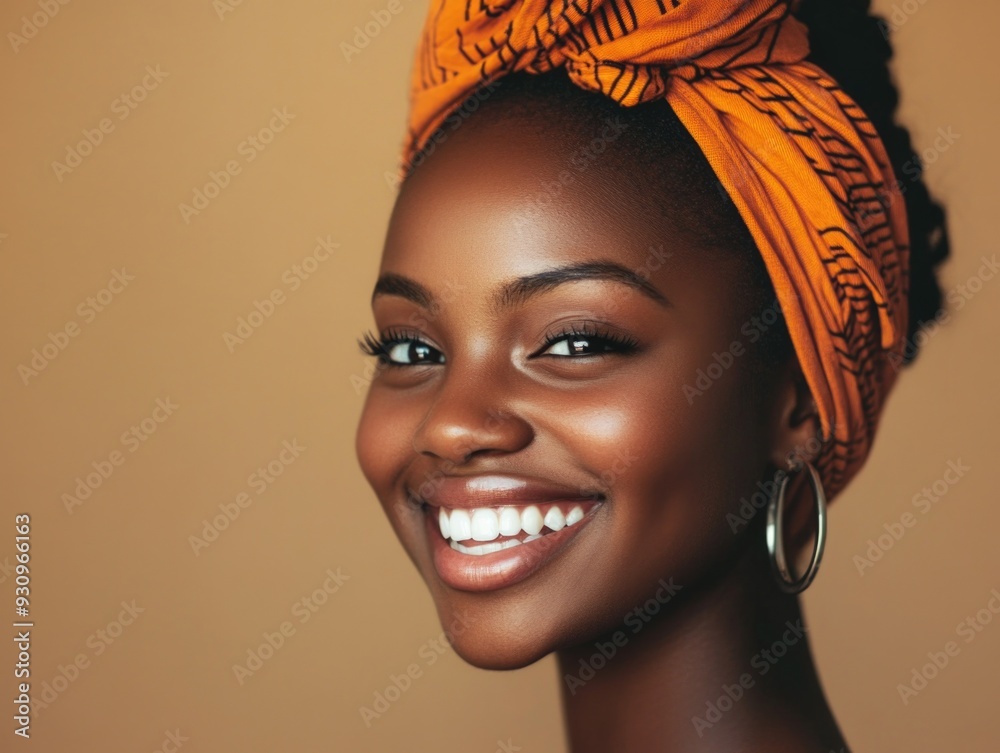 Joyful Portrait of a Woman with Smiling Expression and Headscarf Joyful Portrait of a Woman with Smiling Expression and Headscarf
