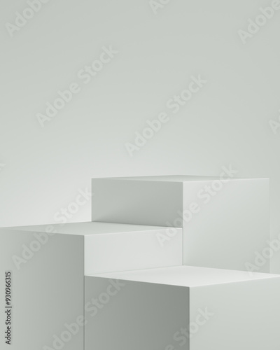 3D podium white background, 3D geometric box for cosmetic and product presentation, 3D rendering, illustration
