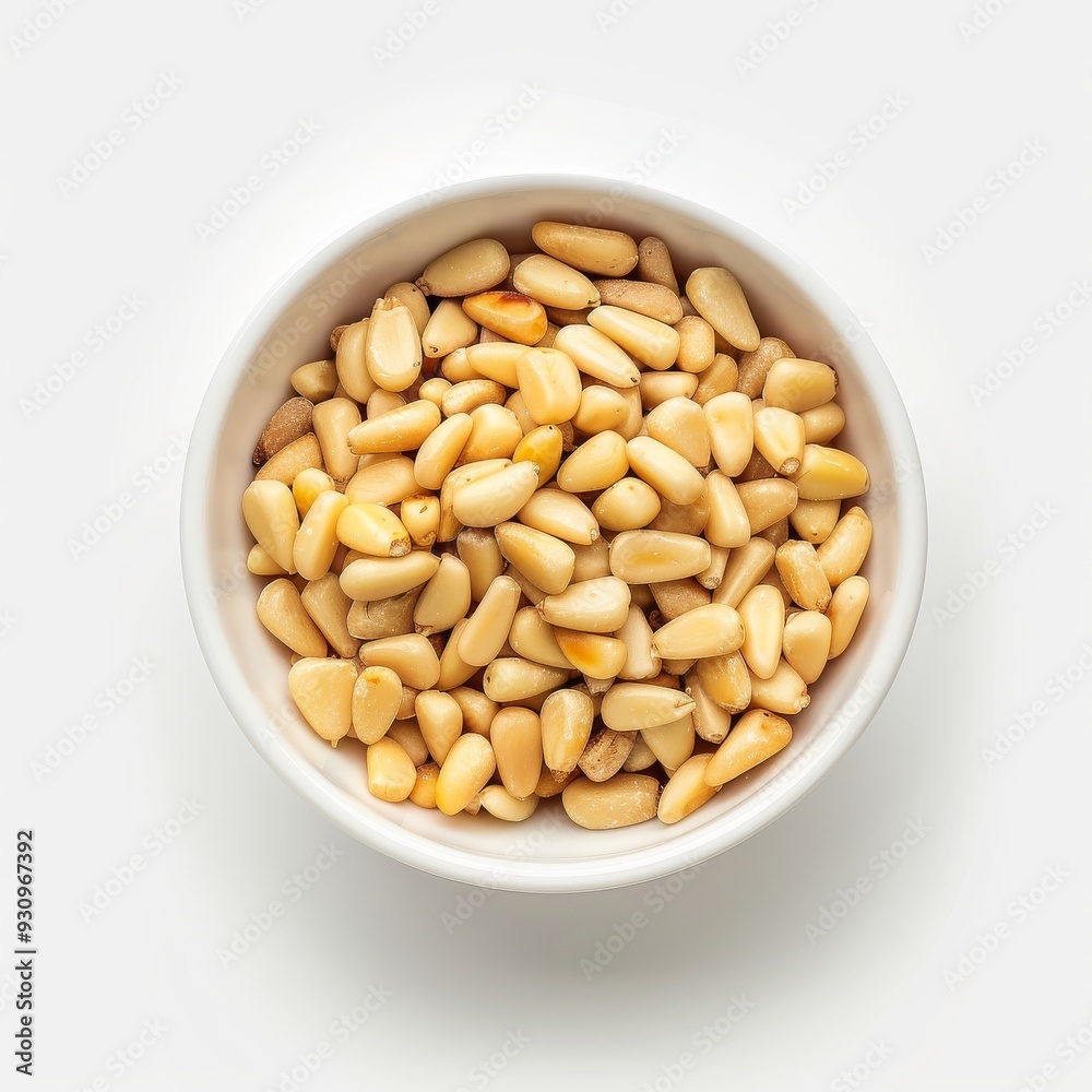 Flat-Lay of Pine Nuts in a Bowl Flat-Lay of Pine Nuts in a Bowl