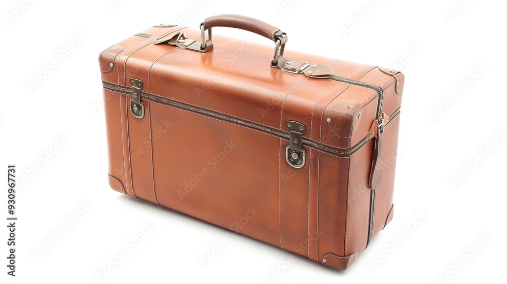 Suitcase on White Background: A Detailed View of a Stylish and Practical Suitcase Featuring a Sleek Design, Durable Material, and Smooth Rolling Wheels. Suitcase on White Background: A Detailed View of a Stylish and Practical Suitcase Featuring a Sleek Design, Durable Material, and Smooth Rolling Wheels.