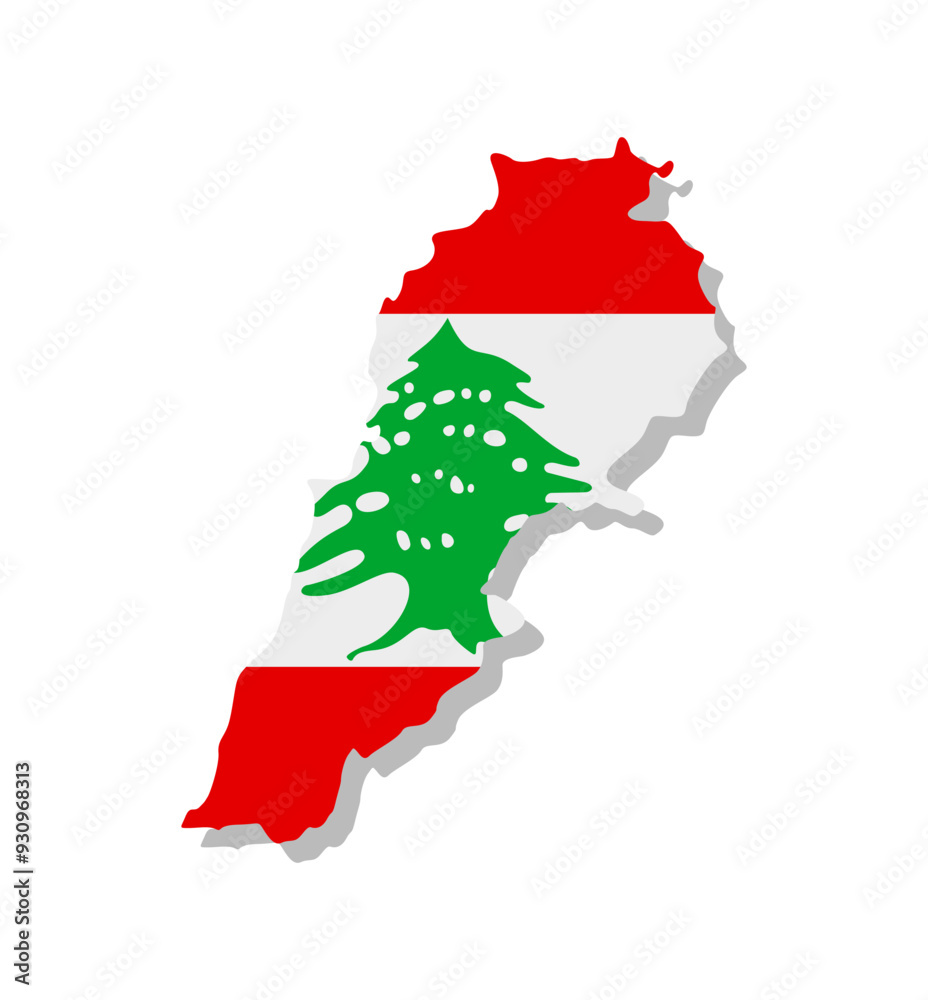 Fototapeta premium Lebanon - Flag inscribed in the contour of the country. Vector illustration.