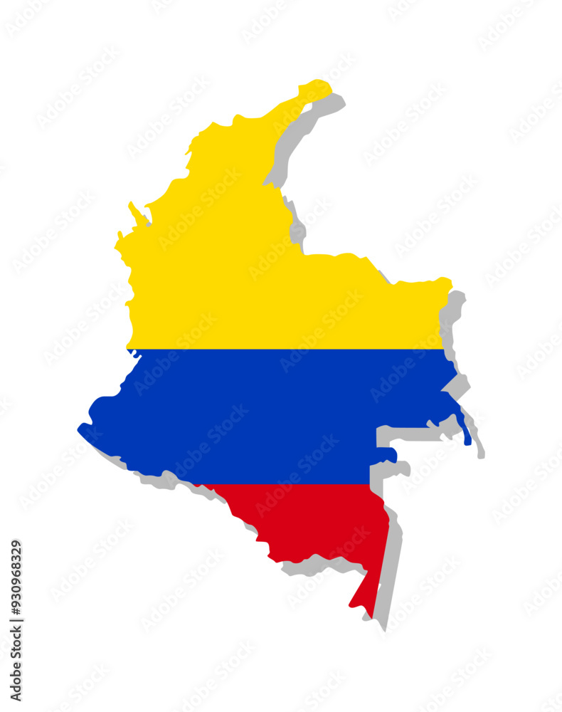 Colombia - Flag inscribed in the contour of the country. Vector illustration. Colombia - Flag inscribed in the contour of the country. Vector illustration.