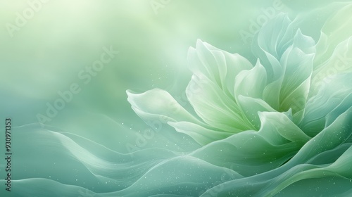 Abstract soft green floral art with light texture photo