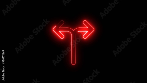  Glowing neon directional Arrow illustration .