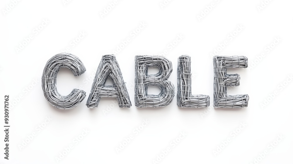 Cable Spelled Out With Computer Cables, Isolated On White Background, Perfect For Technology Branding And Electronics Advertising . Generative ai Cable Spelled Out With Computer Cables, Isolated On White Background, Perfect For Technology Branding And Electronics Advertising . Generative ai