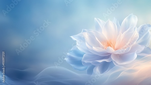 Delicate White Lotus in Soft Blue Light
