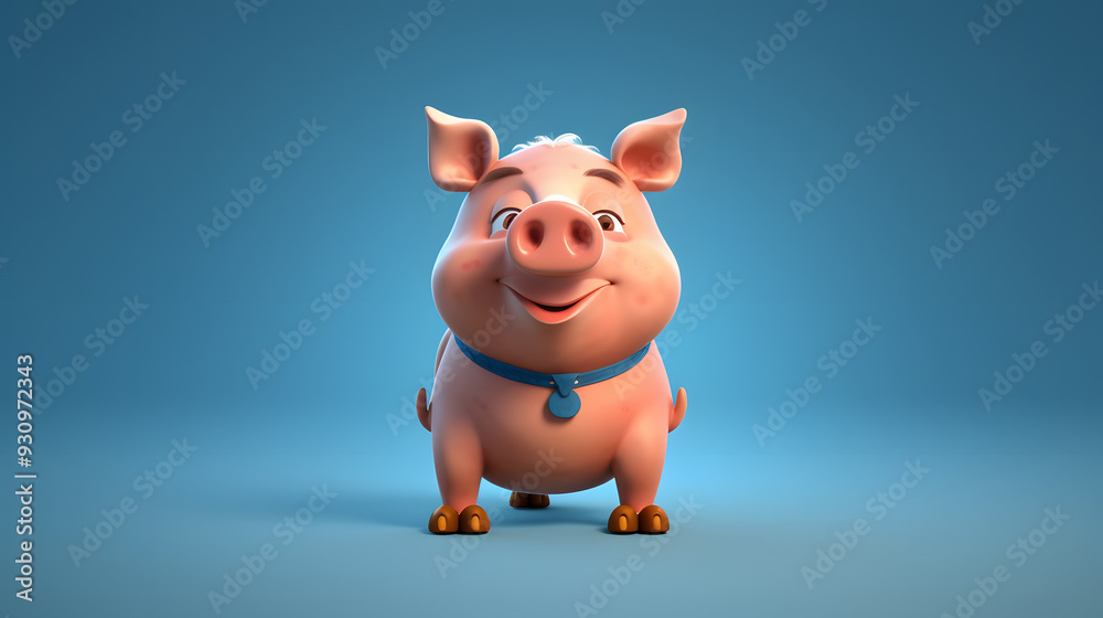Pig 3d cartoon style