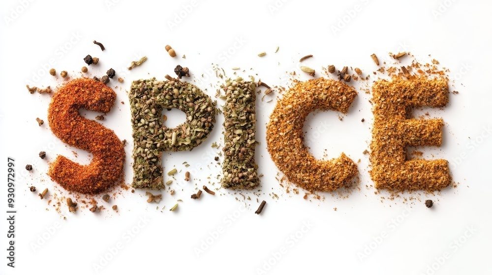 Spice Spelled Out With Ground Spices, Isolated On White Background, Perfect For Culinary Branding And Gourmet Cooking Promotions . Generative ai Spice Spelled Out With Ground Spices, Isolated On White Background, Perfect For Culinary Branding And Gourmet Cooking Promotions . Generative ai