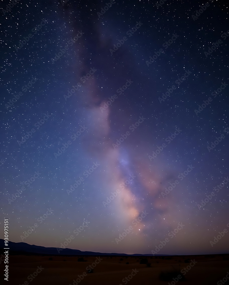 Celestial Night Sky Starry Milky Way Galaxy Over a Tranquil Desert Landscape Celestial Night Sky Starry Milky Way Galaxy Over a Tranquil Desert Landscape