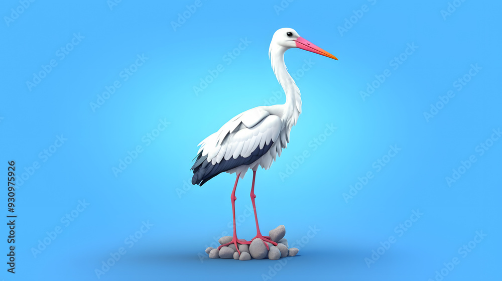 Stork 3d cartoon style Stork 3d cartoon style