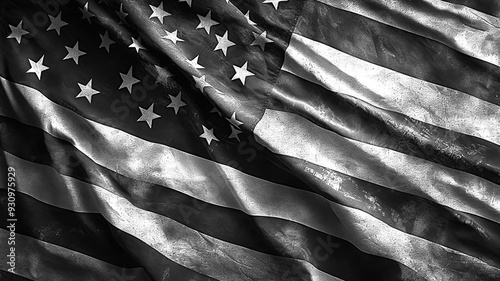 american distressed flag black and white