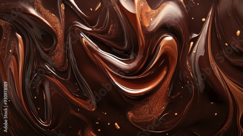 Abstract Swirling Chocolate with Gold