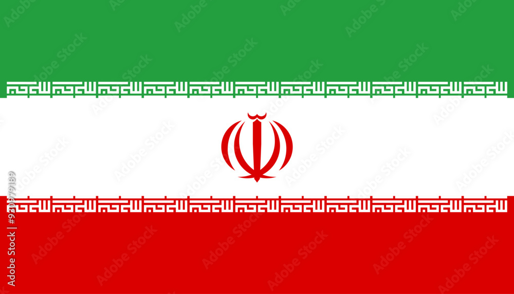 National flag of Iran. Flag of the Islamic Republic of Iran. Correct proportions and colors. Vector illustration