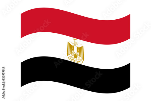 Wavy flag of Egypt, isolated on transparent background. Flag of the Arab Republic of Egypt. Vector illustration