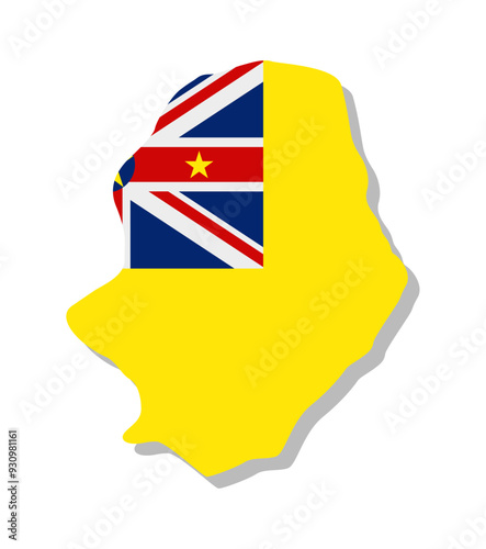 Niue - Flag inscribed in the contour of the country. Vector illustration. photo