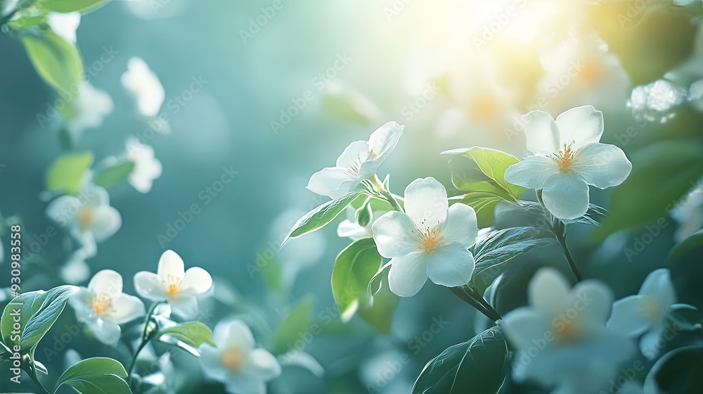 Tranquil Botanical Bliss. Serene plants and flowers background Tranquil Botanical Bliss. Serene plants and flowers background