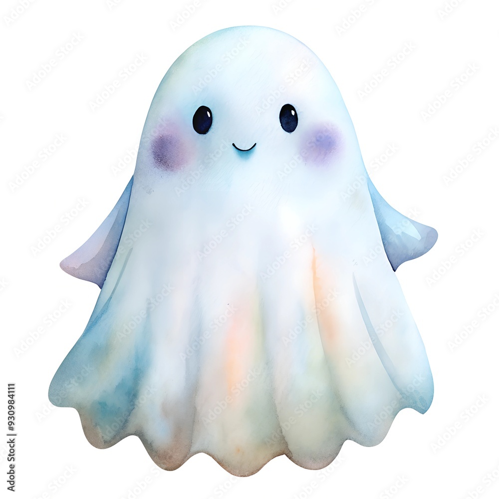 Cute Cartoon Ghost Illustration Adorable Smiling Spirit for Halloween Decorations Cute Cartoon Ghost Illustration Adorable Smiling Spirit for Halloween Decorations