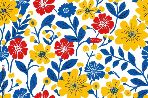 Wallpaper Mural seamless pattern with flowers. folk vintage stye with vibrant color Torontodigital.ca