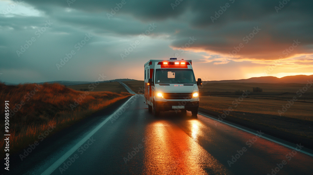 an ambulance on road an ambulance on road