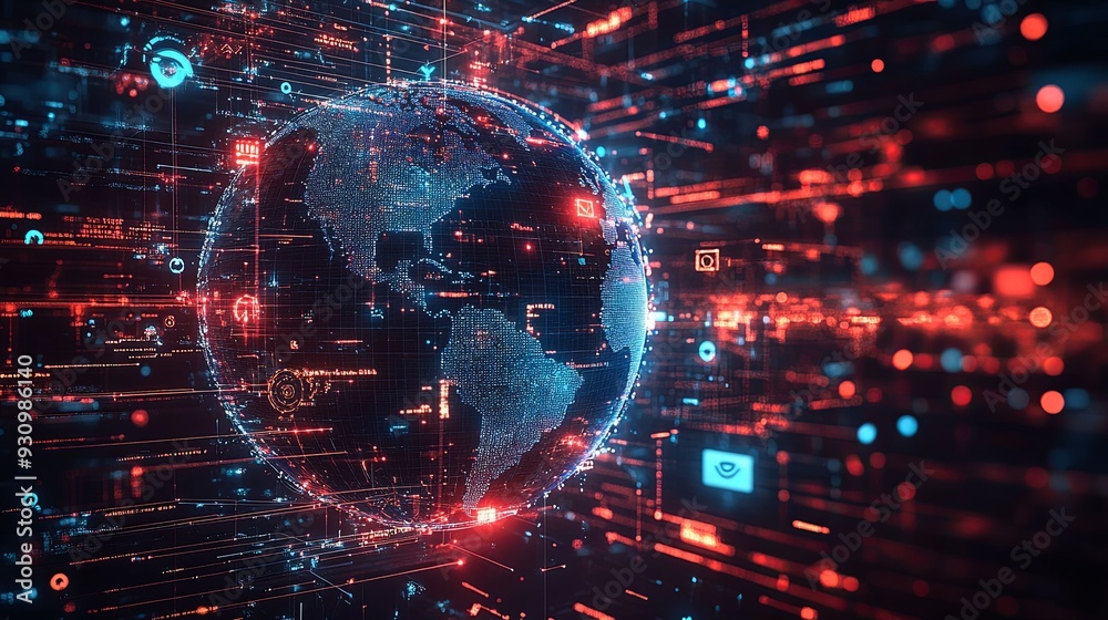 Cybersecurity Shield. Global cybersecurity protection concept
