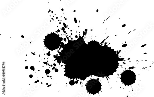 black ink brush dropped splash splatter graphic element