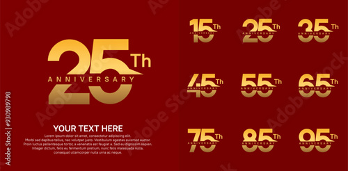 anniversary set logo style with golden color for company celebration moment