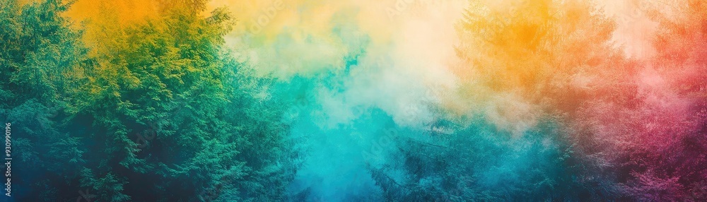 Obraz premium A vibrant blend of colors resembling a dreamlike forest, showcasing a harmonious mix of nature and artistry.