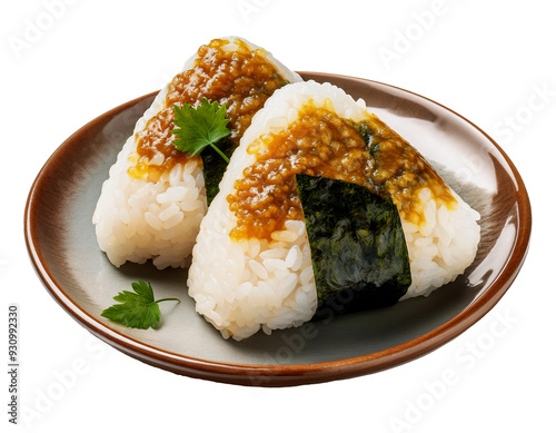 japanese rice balls served on the plate