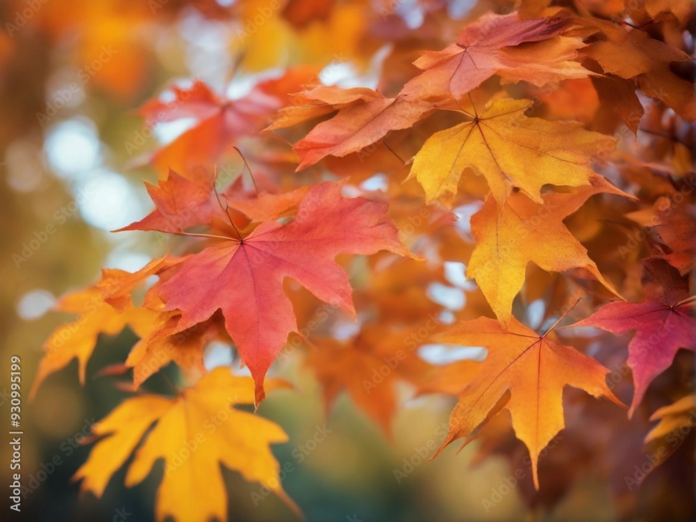 Beautiful maple leaves in autumn , close up, copy space, macro shot Beautiful maple leaves in autumn , close up, copy space, macro shot
