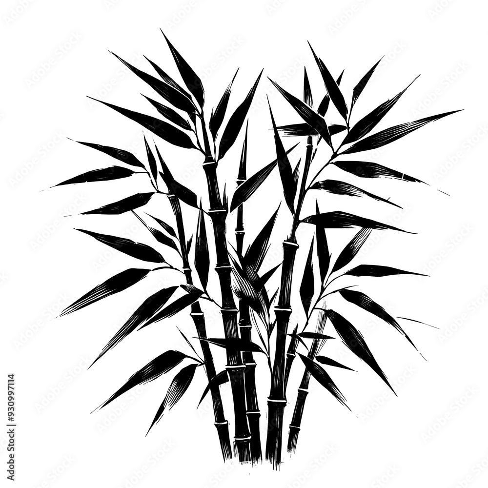 Fototapeta premium Bamboo silhouette isolated on transparent background