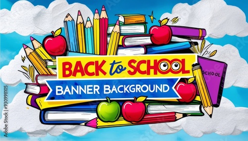 A vibrant back to school banner design background