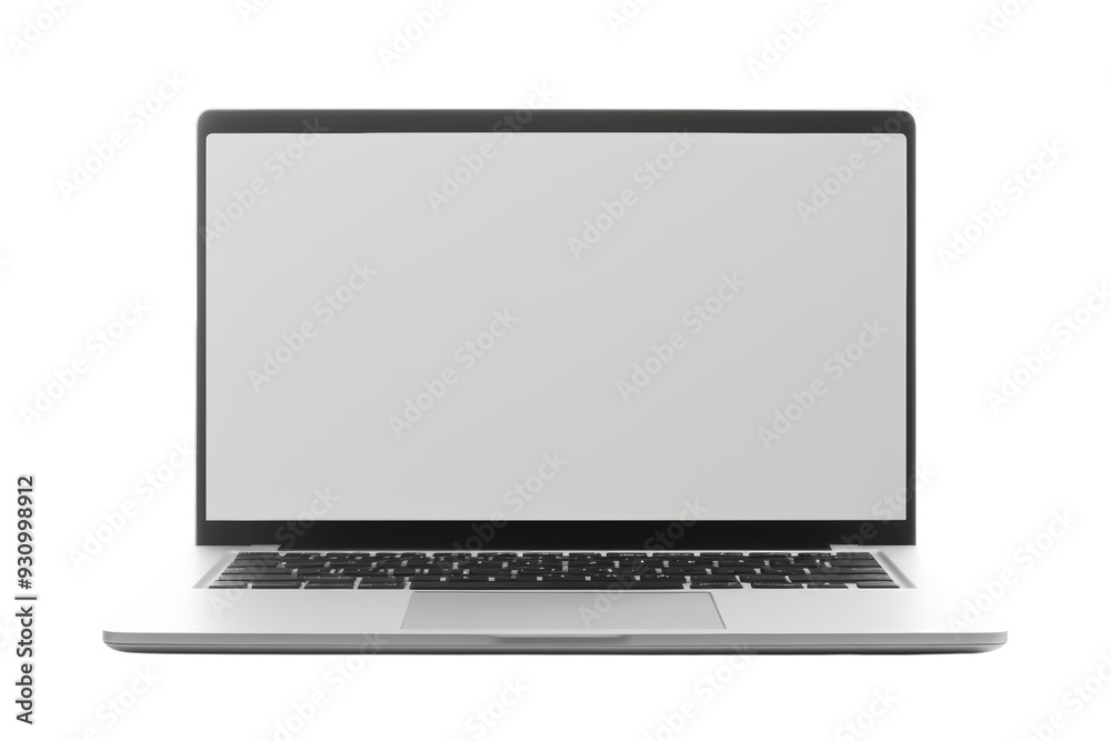 Front view of a modern laptop with transparent screens, isolated on white background Front view of a modern laptop with transparent screens, isolated on white background